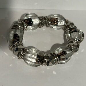 Chunky Silver and Clear Beaded Bracelet